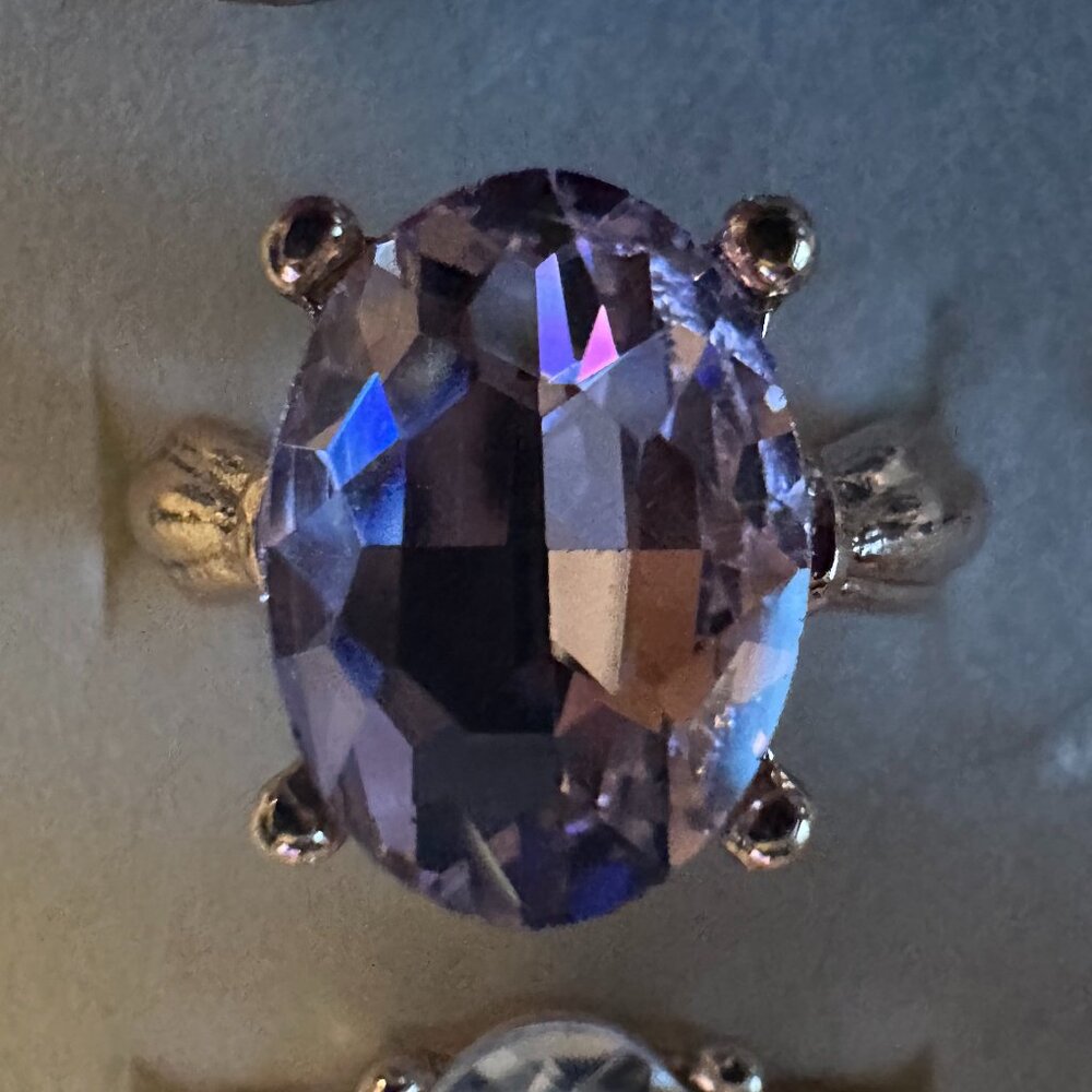 pink purple cz cocktail ring sz 7